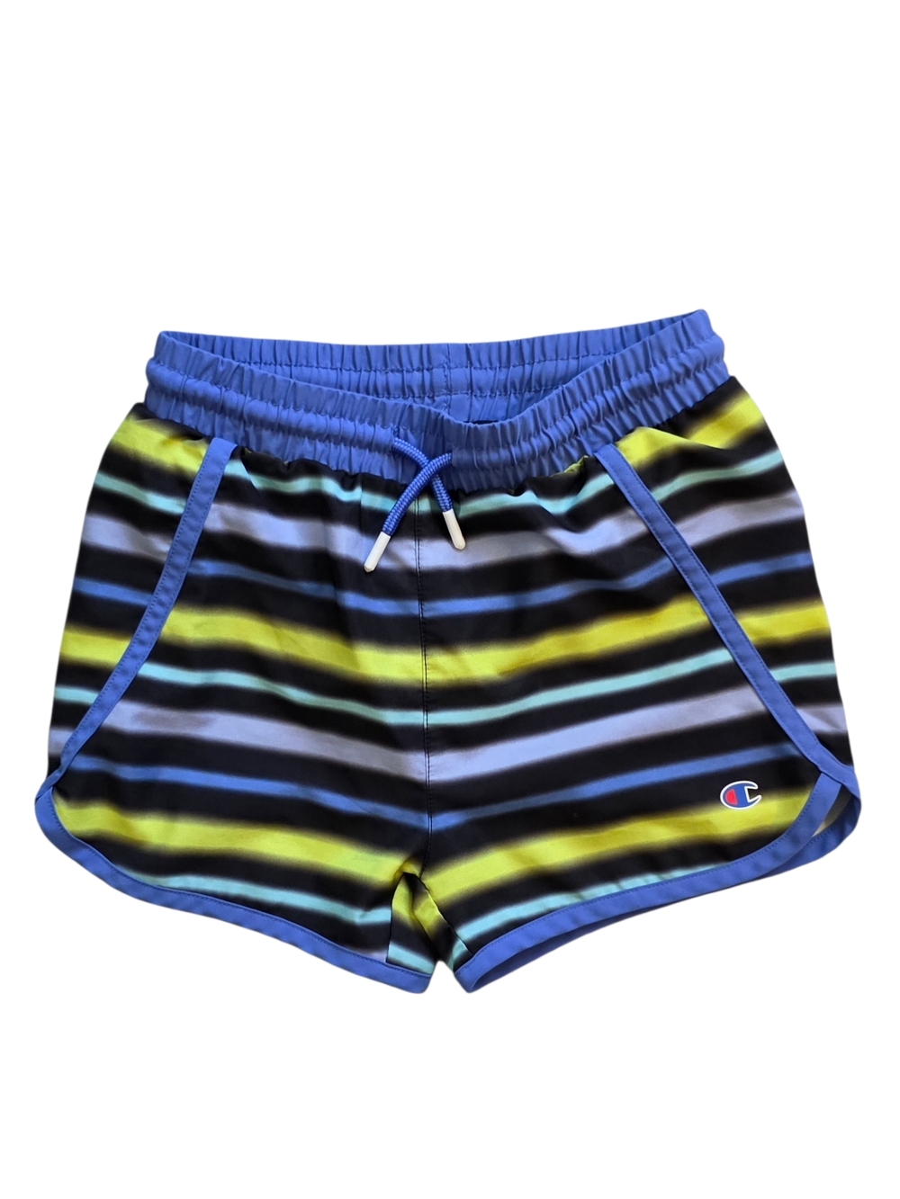 Champion Girls Size 5 - 6 Blue Yellow Black Striped Athletic  Shorts
